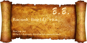 Bacsek Boglárka névjegykártya